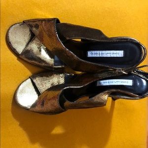 Golden Diana Von Furstenberg heels
